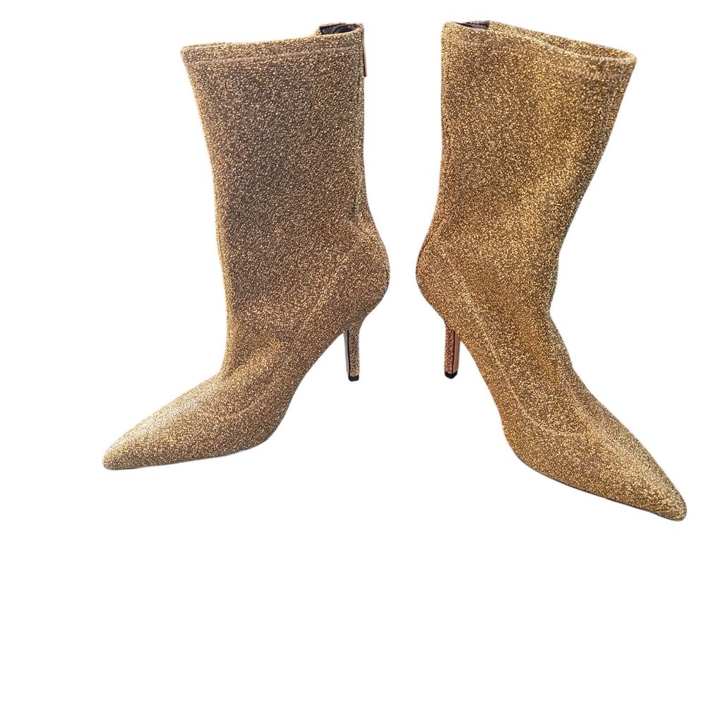 Marc Fisher Breezy Gold Glitter Zip Bootie Size 8